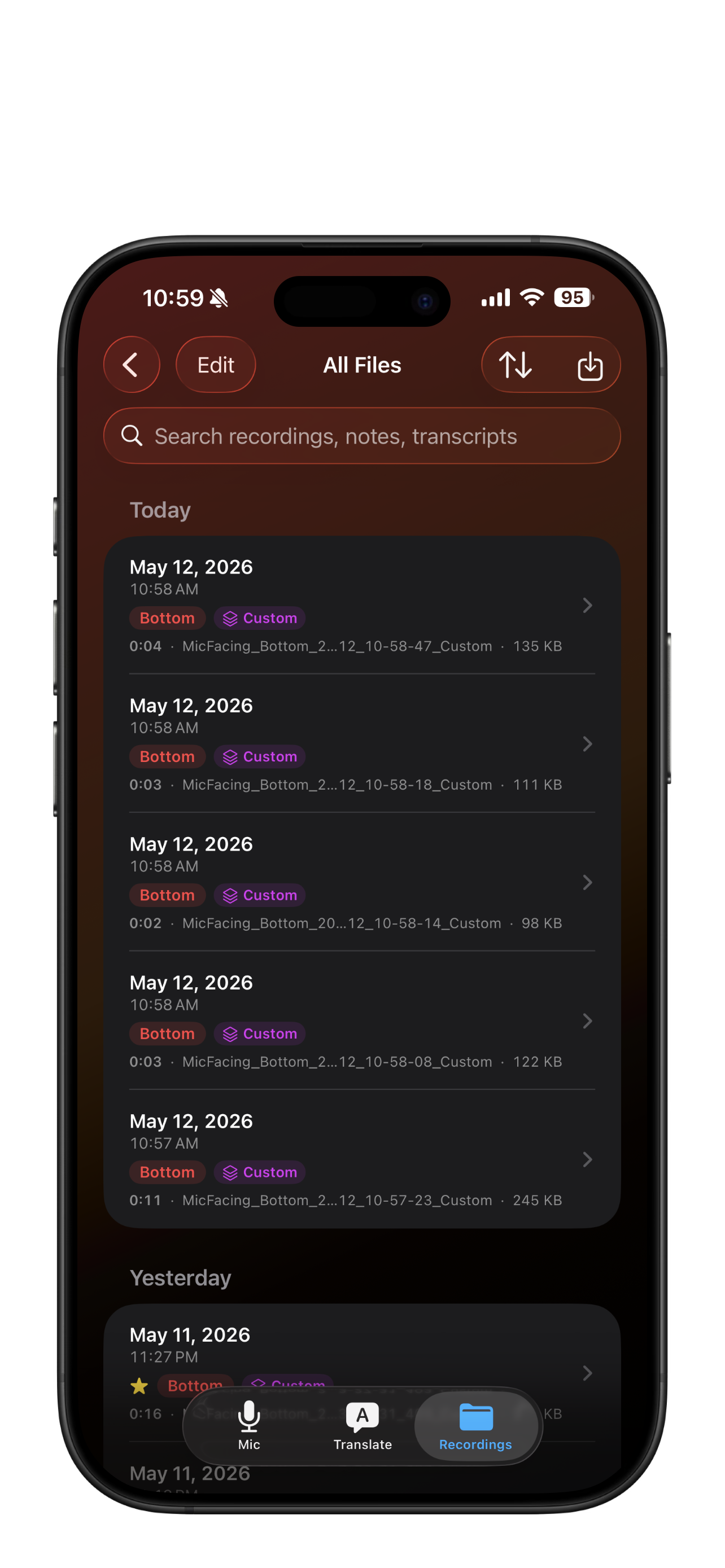 Recording with iCloud Sync