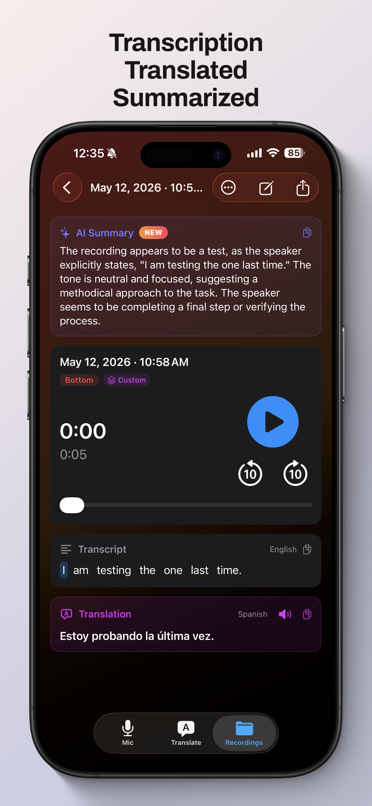 Transcription & AI Summaries